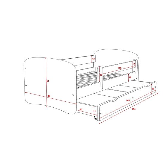Ourbaby Children's Bed with Safety Rail - Cows - White