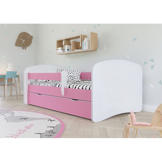 Children's Bed with Guardrail Ourbaby - Pink and White