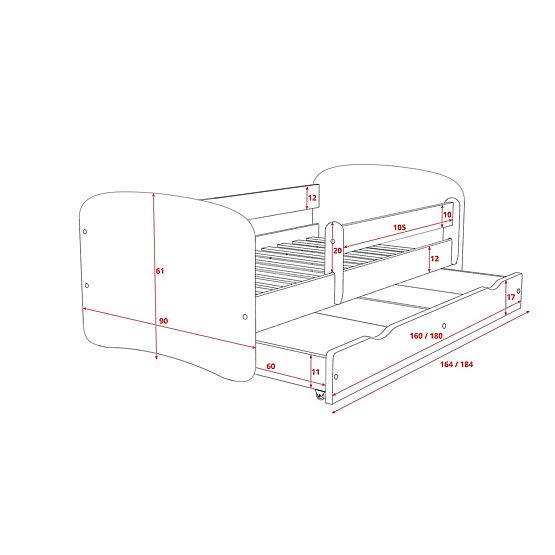 Ourbaby Children's Bed with Safety Rail - Teddy - Beech