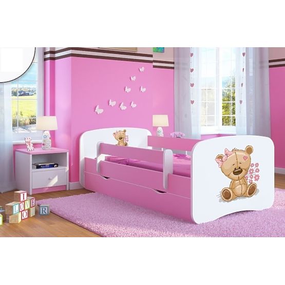 Children's Bed with Barrier Ourbaby - Teddy Bear - Pink