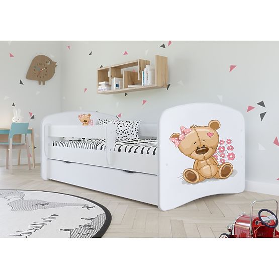Children's Bed with Guardrail Ourbaby - Bear - White
