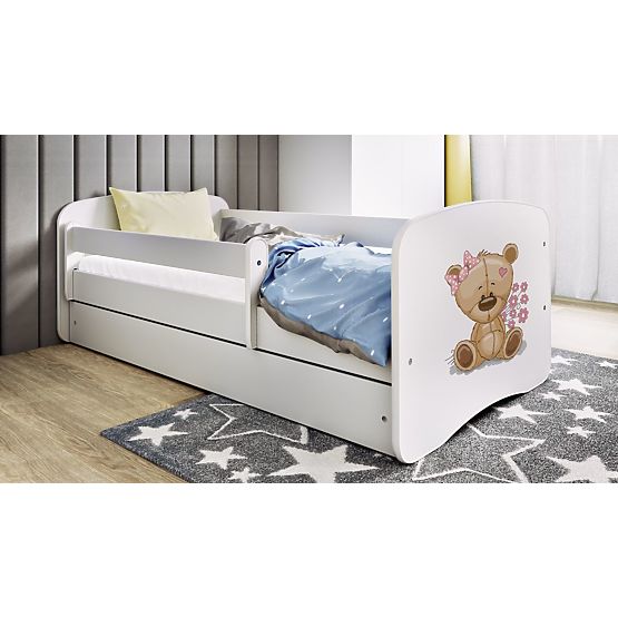 Children's Bed with Guardrail Ourbaby - Bear - White