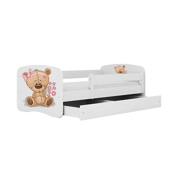 Children's Bed with Guardrail Ourbaby - Bear - White