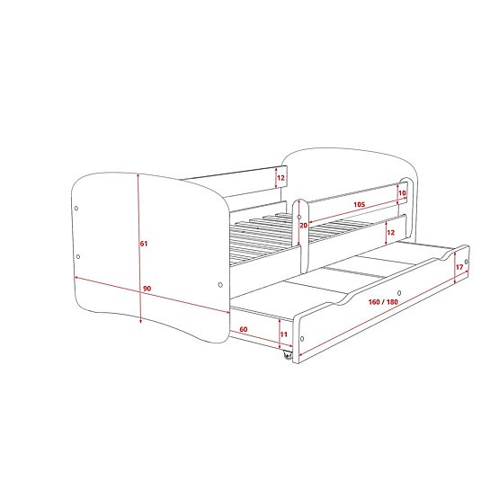 Ourbaby Children's Bed with Safety Rail - Wenge-White