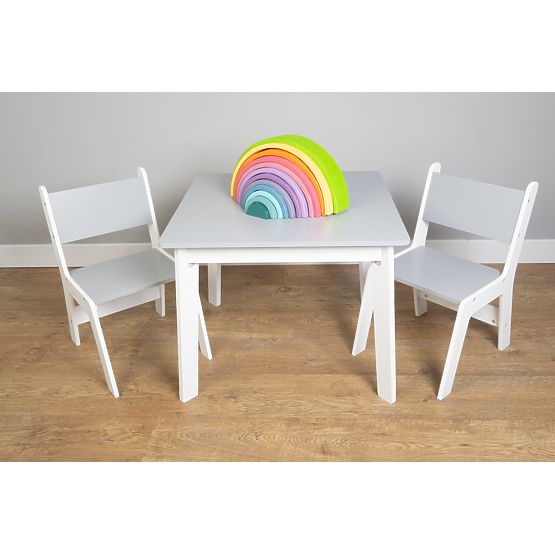 Ourbaby - Children's Table and Chairs - Gray-White