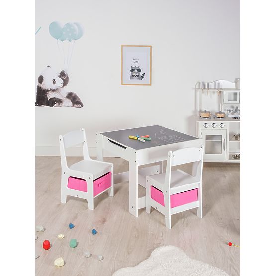 Ourbaby Children's Table with Chairs and Pink Boxes