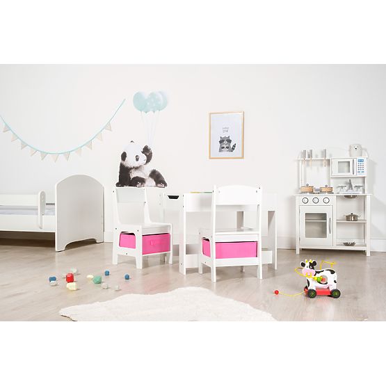 Ourbaby Children's Table with Chairs and Pink Boxes