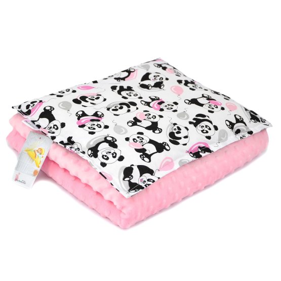 Baby blanket and pillow M Panda - pink