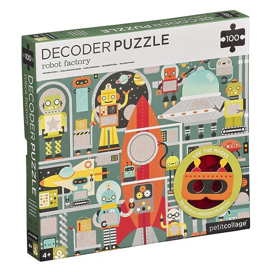 Petit Collage Puzzle robots 100 pcs with 3D glasses