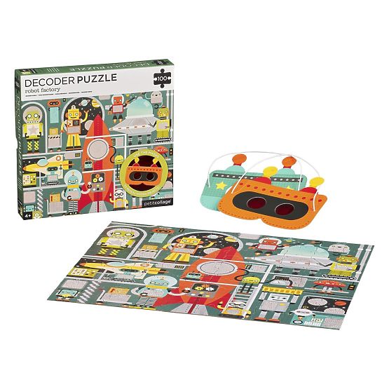 Petit Collage Puzzle robots 100 pcs with 3D glasses