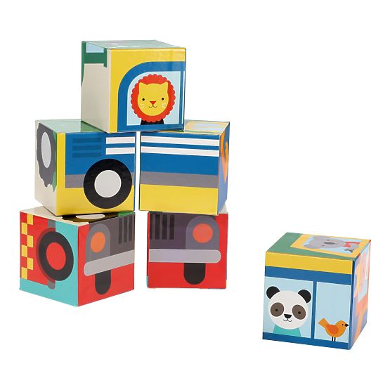 Petit Collage Vehicle Blocks with Animals