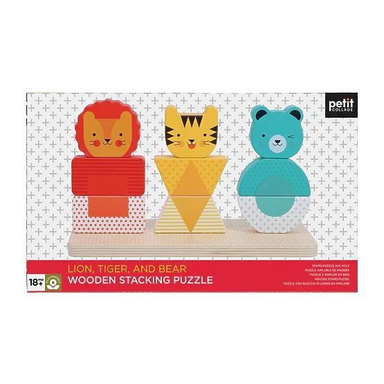 Petit Collage Wooden Stacking Puzzle Lion, Tiger and Bear