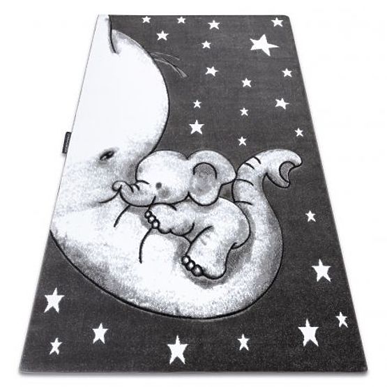 PETIT ELEPHANT CARPET WITH TRUNK, LITTLE ELEPHANT, STARS, gray