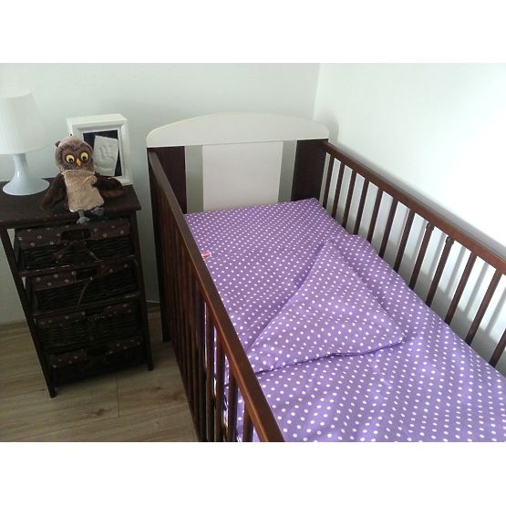 Polka Dot Baby Cot Bedding Set - Purple