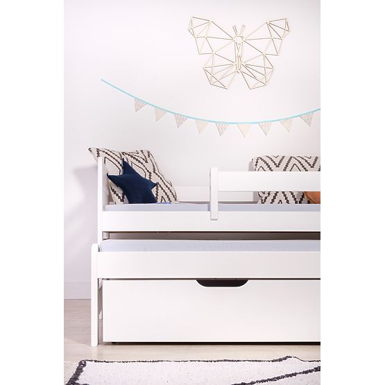 Children's Bed with Trundle and Guardrail Praktik - White