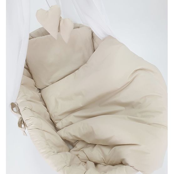 Wicker Cradle with Cotton Bedding for Baby - Beige