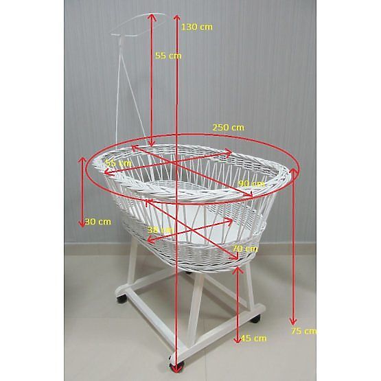 Wicker Cradle with Cotton Bedding for Baby - Beige