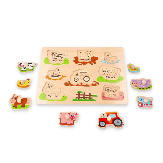 Puzzle with Handles Friends from the Farm and Tractor