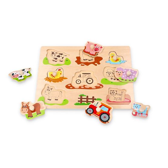 Puzzle with Handles Friends from the Farm and Tractor