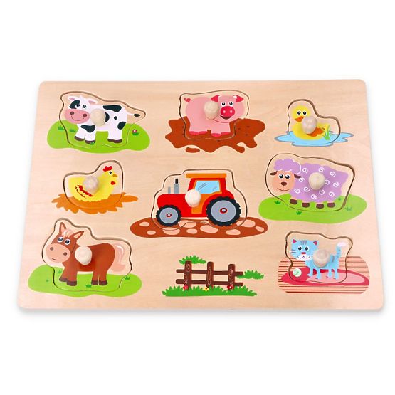 Puzzle with Handles Friends from the Farm and Tractor