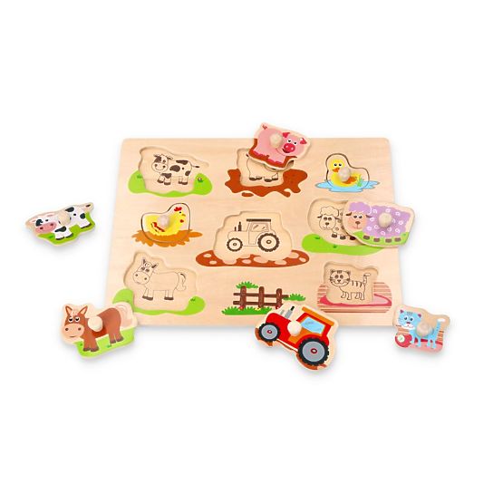 Puzzle with Handles Friends from the Farm and Tractor