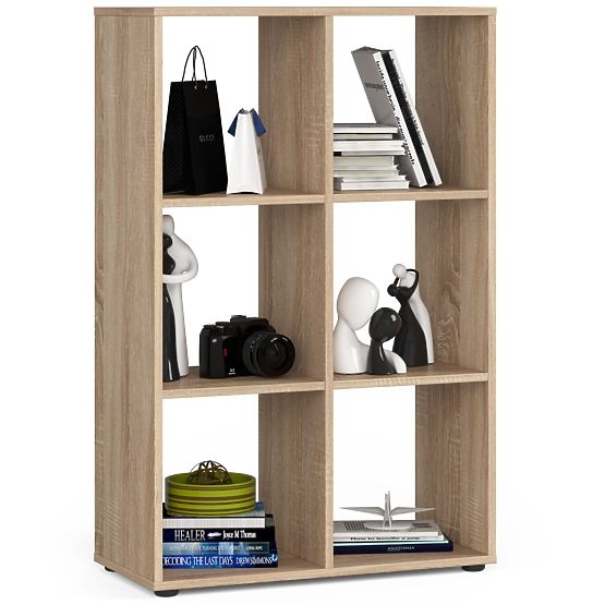 QUAD Shelf Unit with 6 Shelves - Sonoma Oak