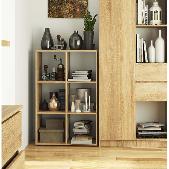 QUAD Shelf Unit with 6 Shelves - Sonoma Oak