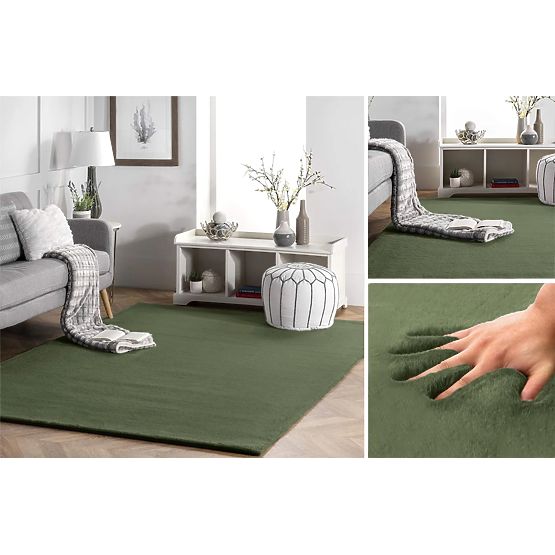 Rabbit silk carpet - olive green