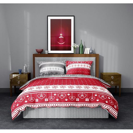 Red-grey Christmas bedding 140x200cm + 70x90cm