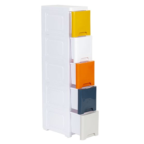 Shelf with 5 Pull-Out Drawers on Wheels ModernHome