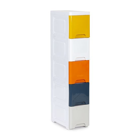 Shelf with 5 Pull-Out Drawers on Wheels ModernHome