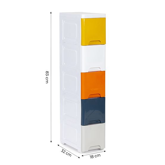 Shelf with 5 Pull-Out Drawers on Wheels ModernHome
