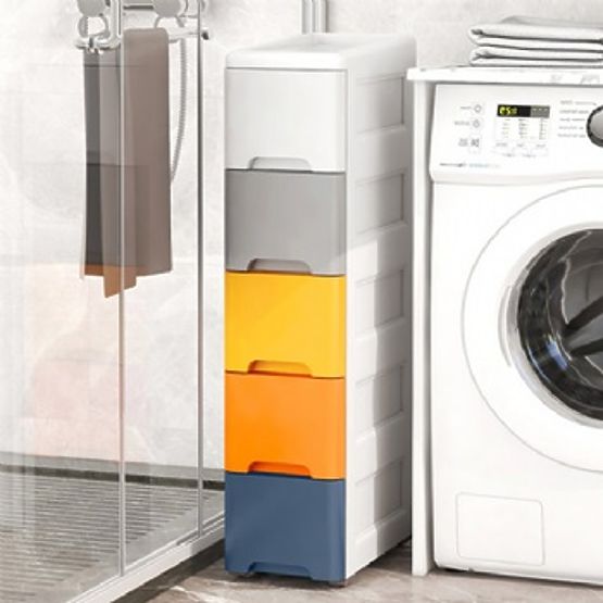 Shelf with 5 Pull-Out Drawers on Wheels ModernHome