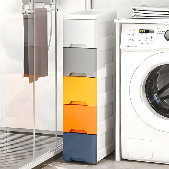 Shelf with 5 Pull-Out Drawers on Wheels ModernHome