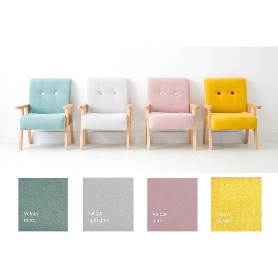 Retro Children's Armchair Velour - Pink