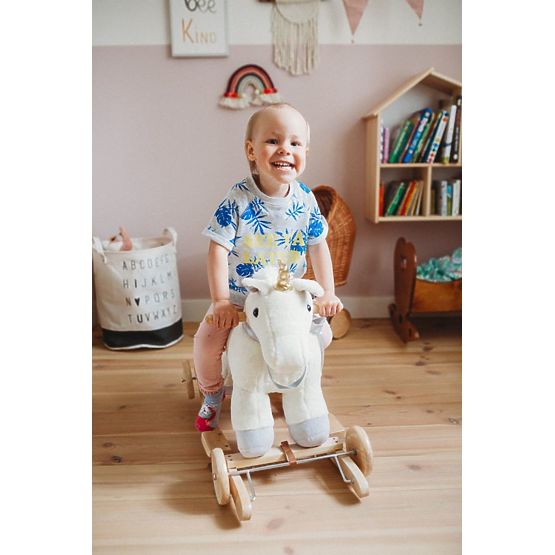 Rocking unicorn with wheels