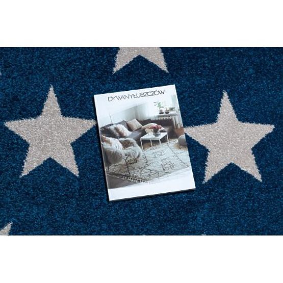 Round Carpet SKETCH - FA68 Moroccan Clover, Grid, Blue White - Stars