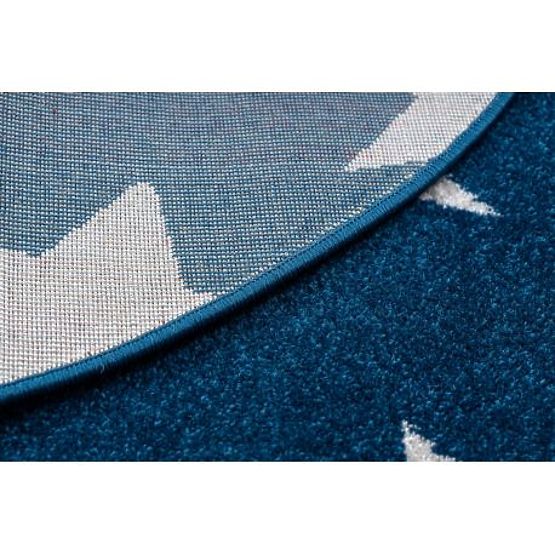 Round Carpet SKETCH - FA68 Moroccan Clover, Grid, Blue White - Stars