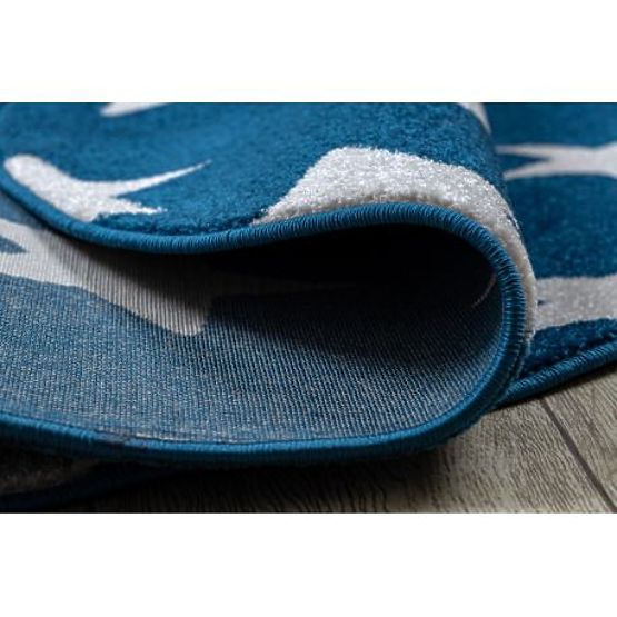 Round Carpet SKETCH - FA68 Moroccan Clover, Grid, Blue White - Stars