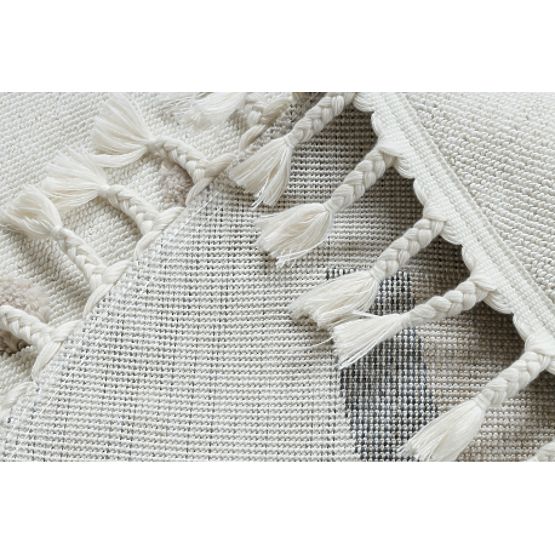 Round Carpet YOYO EY78 White/Beige - Cloud, Rainbow, Dots for Children, Textured, Sensory Fringe