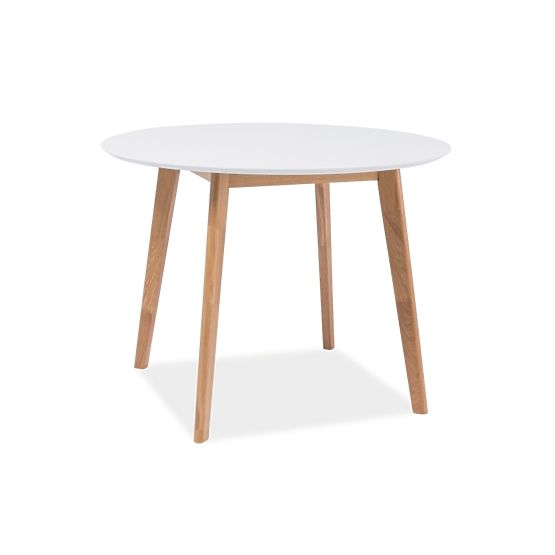 Round eating table MOSSE I white / oak