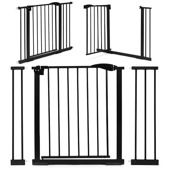 Safety Barrier 74-105 cm for Stairs and Doors, Steel, Additional Panels, Black ECOTOYS