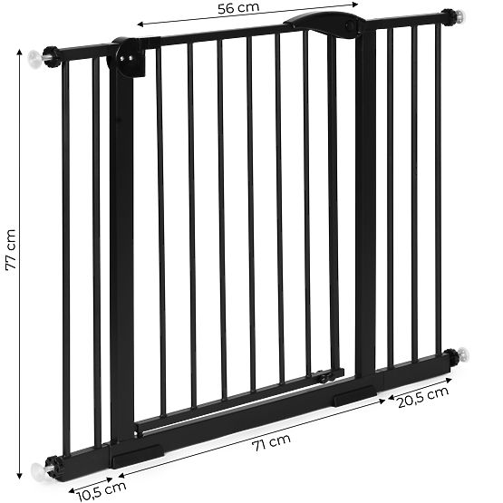 Safety Barrier 74-105 cm for Stairs and Doors, Steel, Additional Panels, Black ECOTOYS