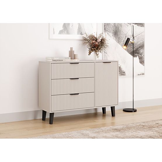 Scandi 1D3S SLIM Chest of Drawers in Cashmere Beige