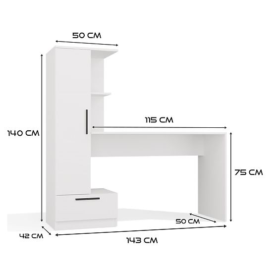 Set Desk + Shelf COSMO WHITE