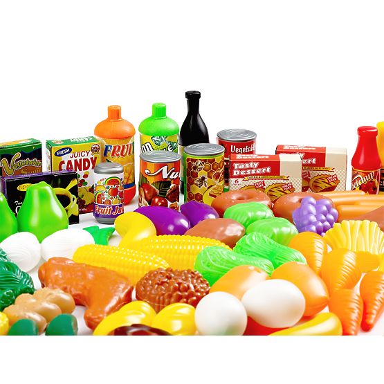 Set of Food Vegetables and Fruits for Kitchen 120 Pieces