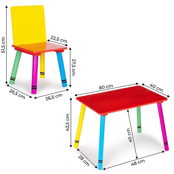 Set of table and chairs - colors of the rainbow