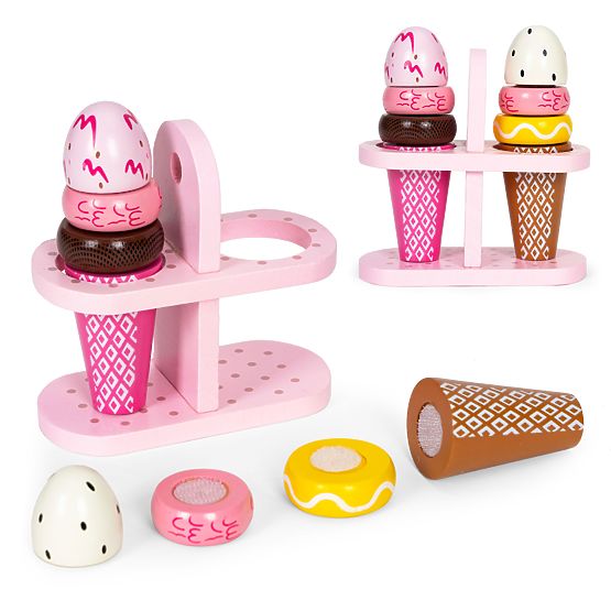 Set of Wooden Ice Creams with Velcro for Children 9 Pieces ECOTOYS