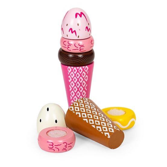 Set of Wooden Ice Creams with Velcro for Children 9 Pieces ECOTOYS