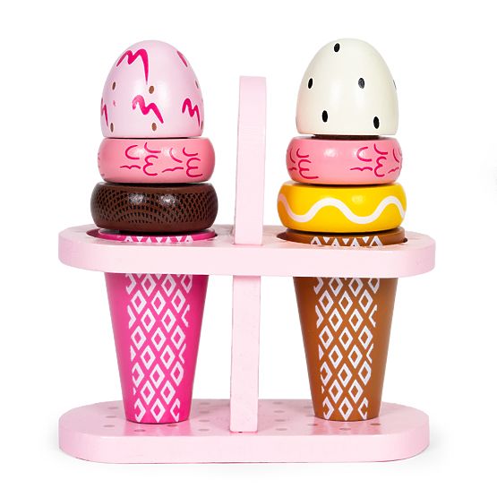 Set of Wooden Ice Creams with Velcro for Children 9 Pieces ECOTOYS